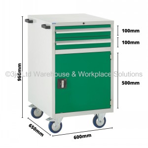 Euroslide Storage Cabinet Mobile 2 Drawers & Cupboard
